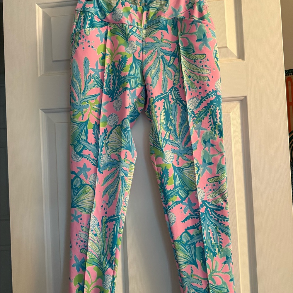Lilly Pulitzer Pink and Green Tropical Leggings